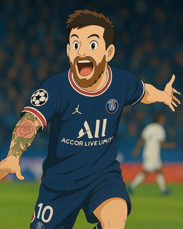 Hình Messi chibi đang đá bóng