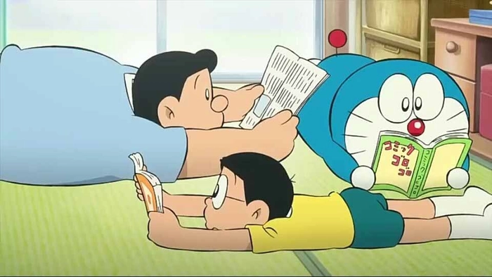 Hình ảnh Nobisuke Nobi thư giãn tại nhà