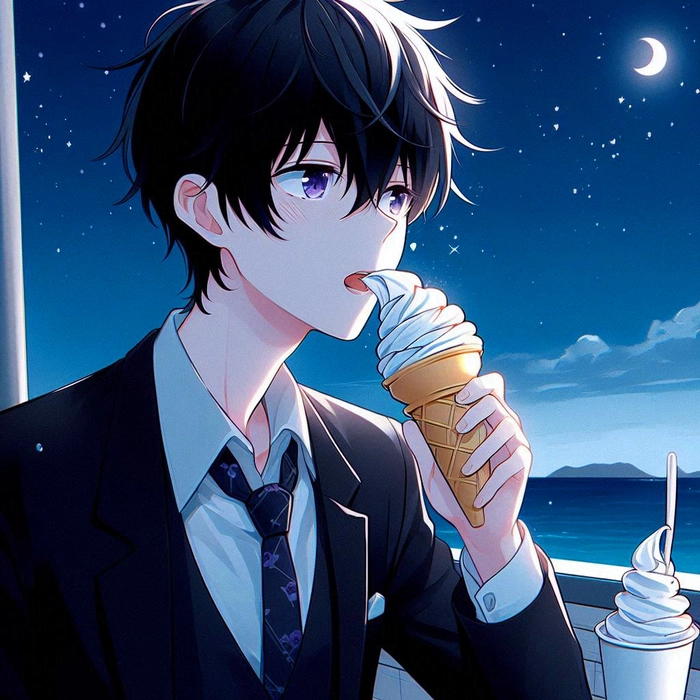 Hình ảnh anime học sinh nam buồn man mác