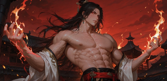 Hình ảnh anime nam cổ trang với mái tóc dài