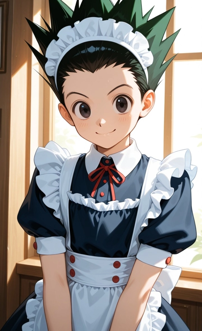 Hình ảnh anime nam mặc váy hầu gái cá tính
