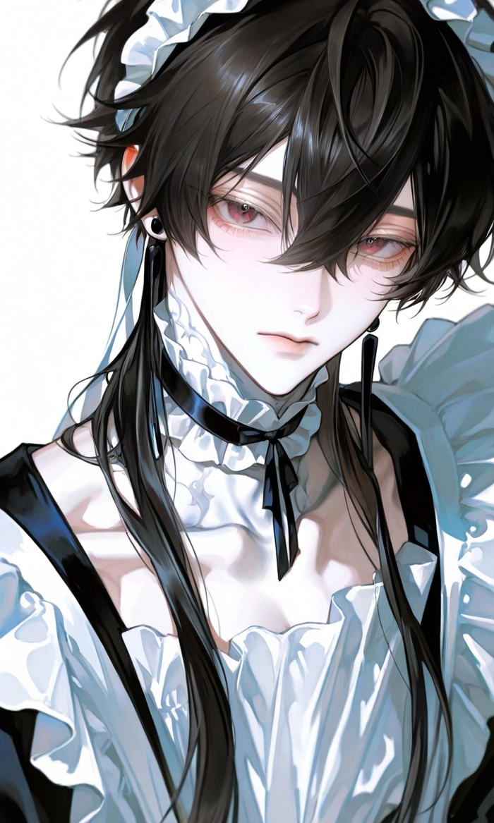 Hình ảnh anime nam mặc váy hầu gái dễ thương quyến rũ