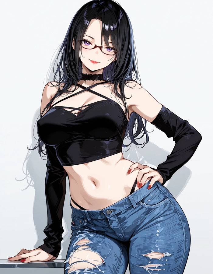 Hình ảnh anime nữ ngầu đeo kính lạnh lùng