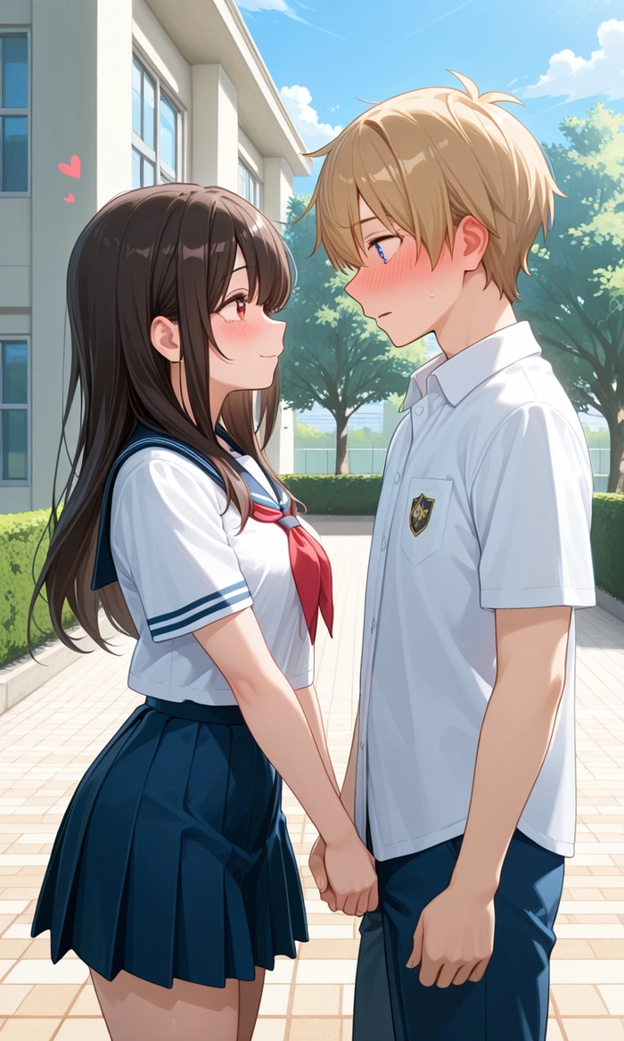 Hình anime cặp đôi học sinh chibi cute