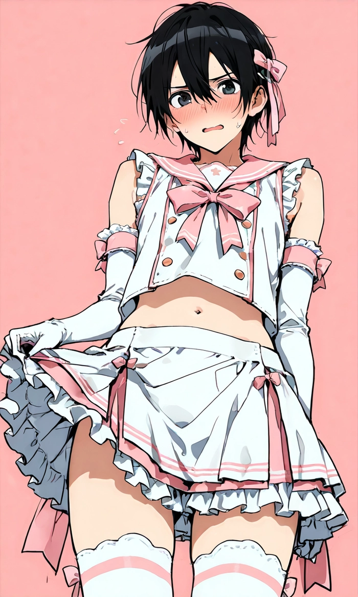 Hình anime nam mặc váy hầu gái gợi cảm nhẹ nhàng