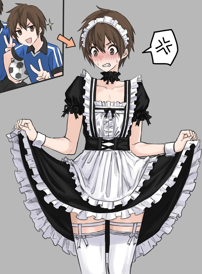 Hình anime nam mặc váy hầu gái nhẹ nhàng sexy