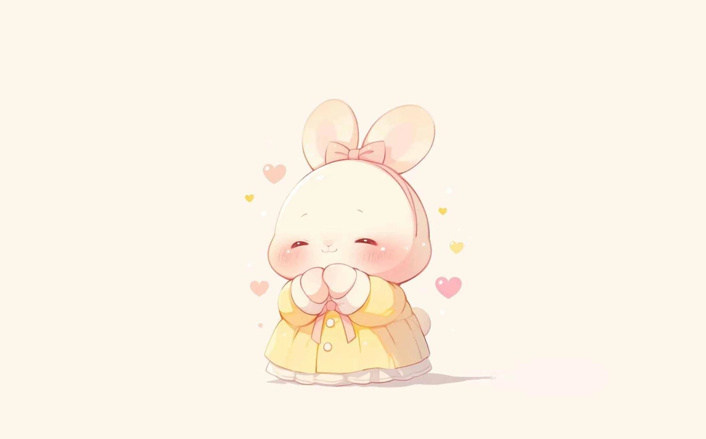 Hình nền con thỏ chibi màu hồng cho PC