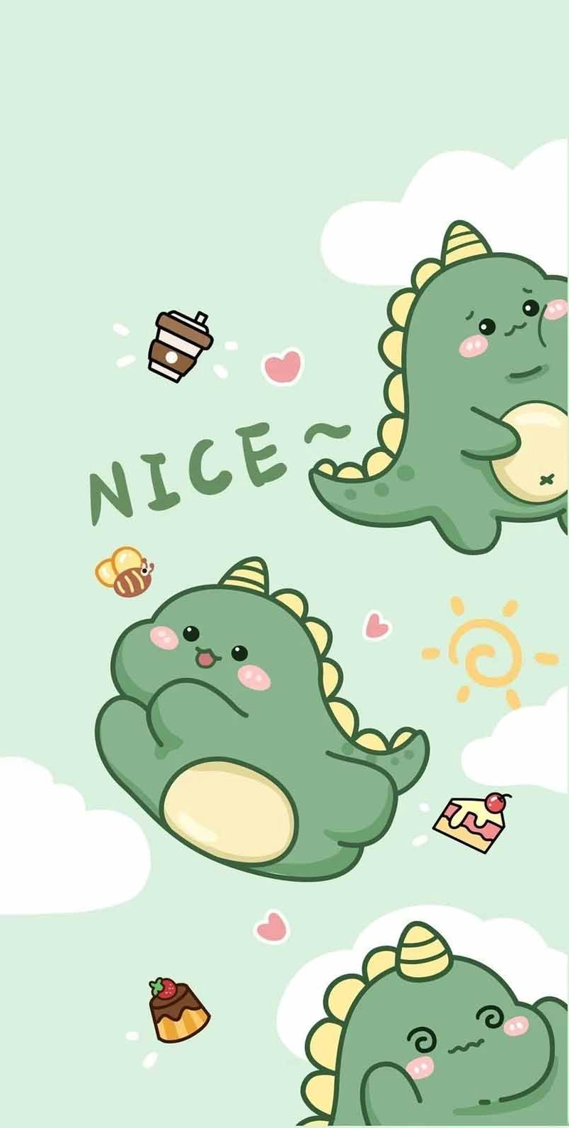 Hình nền khủng long xanh cute dễ thương