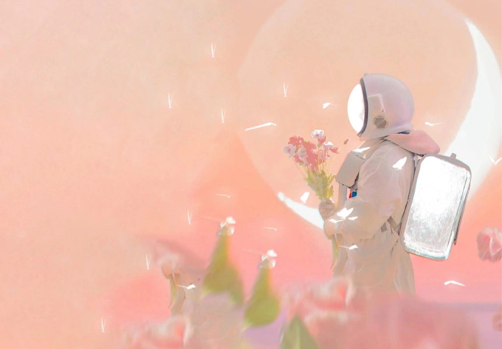 Hình nền phi hành gia cute phong cách vũ trụ