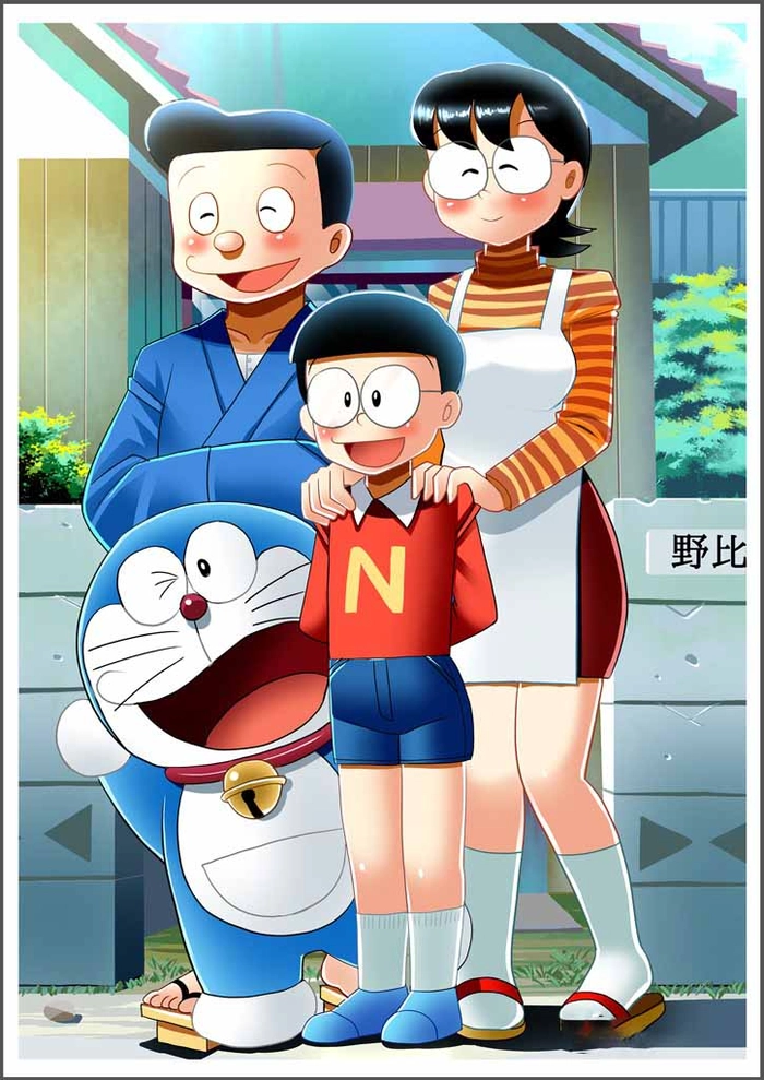 Mẹ Nobita và Nobita trong anime