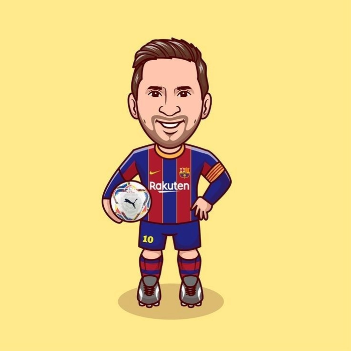 Messi chibi cầm bóng cute