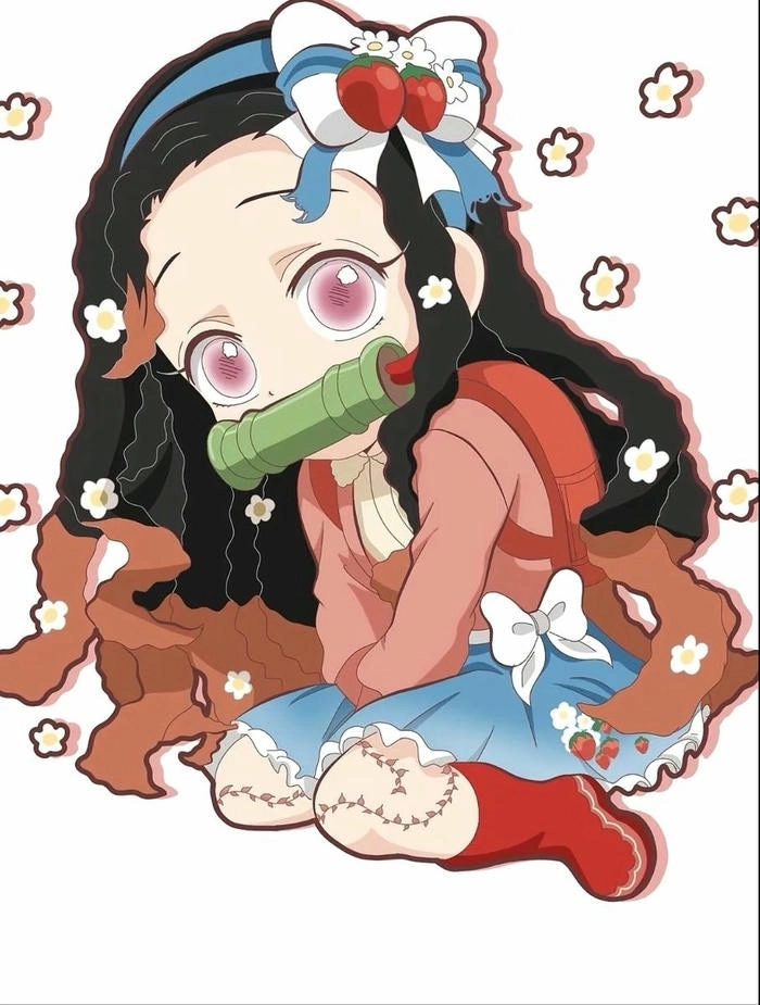 Ảnh Nezuko chibi đơn giản mà đẹp