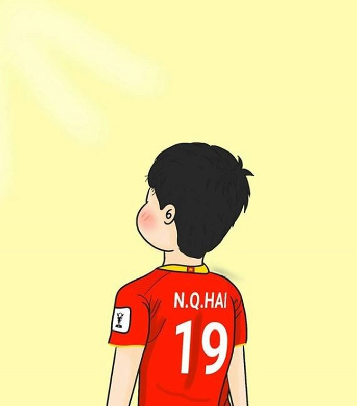 Ảnh Quang Hải chibi phong cách hài hước