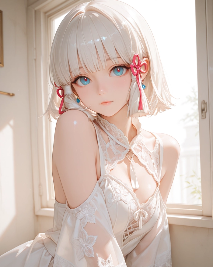 Ảnh anime nữ tóc trắng cute trong sáng