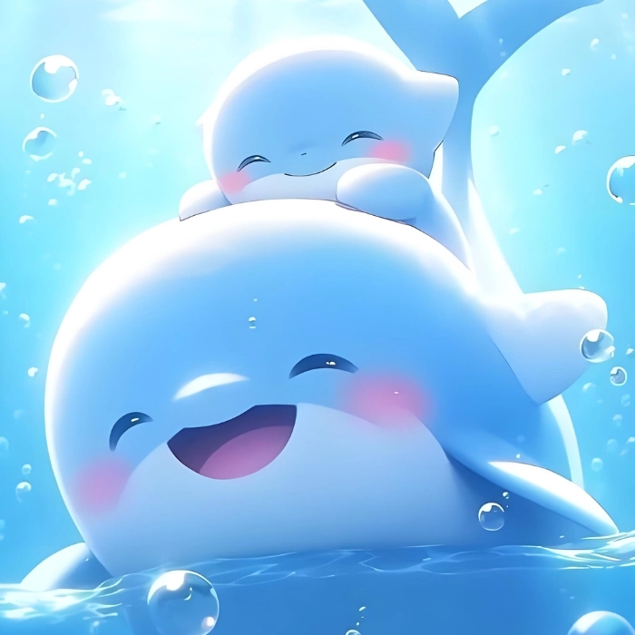 Ảnh cá heo anime chibi đáng yêu rực rỡ