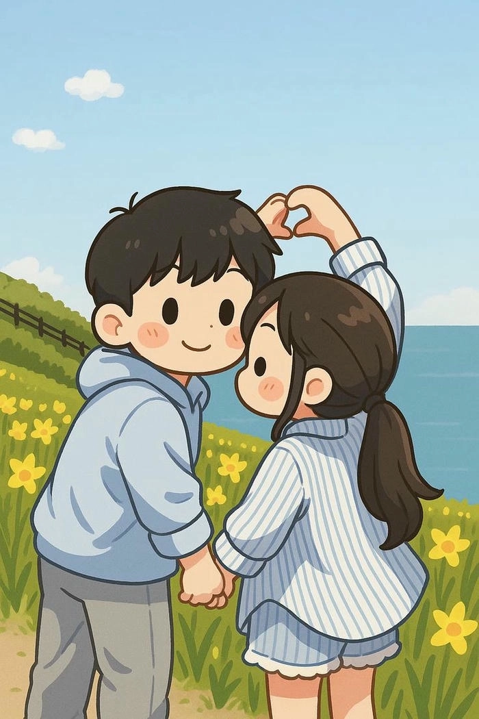 Ảnh cặp hoạt hình cute lãng mạn