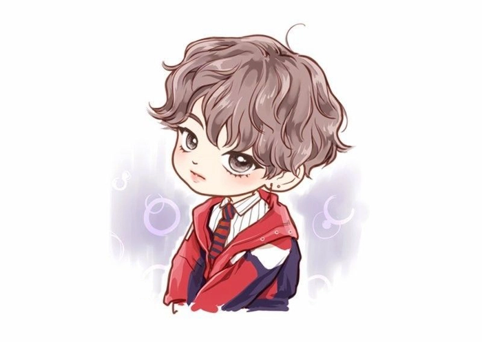 Ảnh chibi V BTS dễ thương phong cách anime