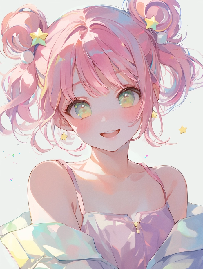Anime girl tóc hồng cute xinh đẹp