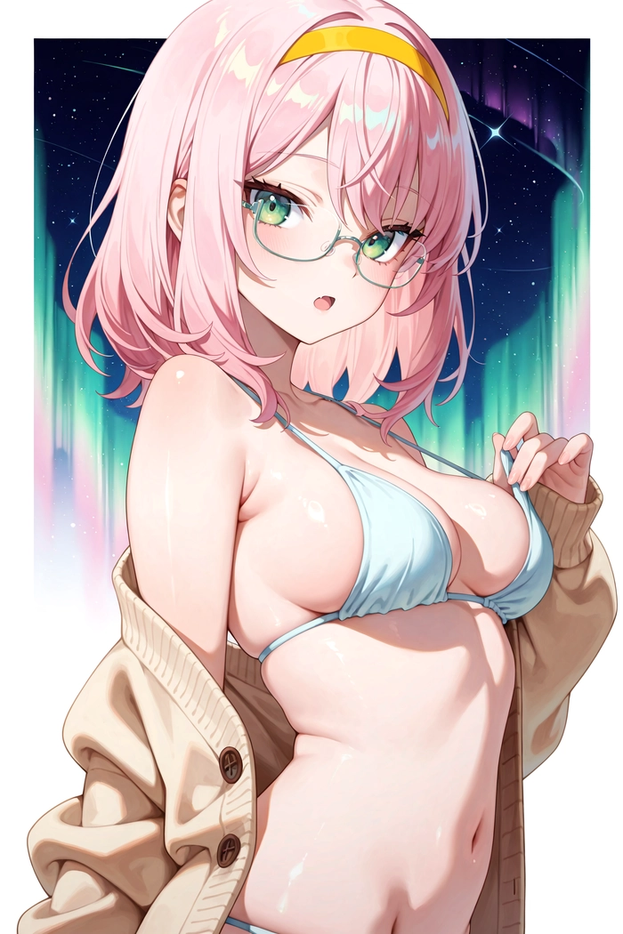 Anime girl tóc hồng dịu dàng