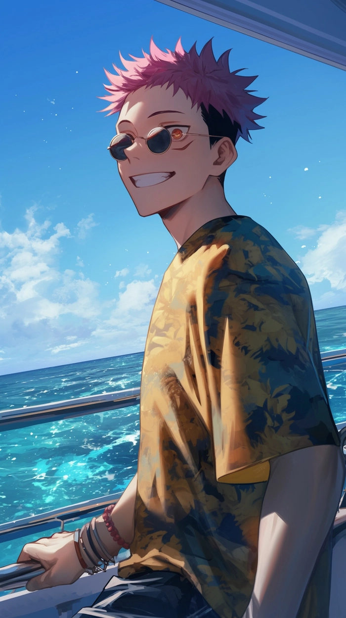 Anime nam tóc hồng cute dễ thương