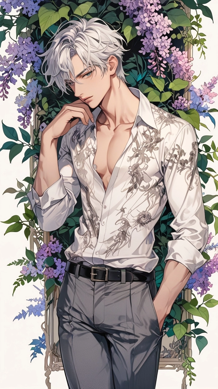 Anime nam tóc trắng cute dễ thương