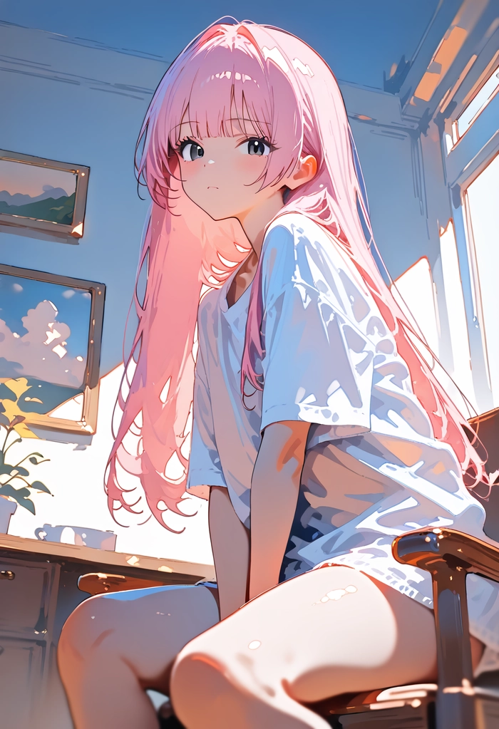 Anime nữ tóc hồng cute chibi dễ thương