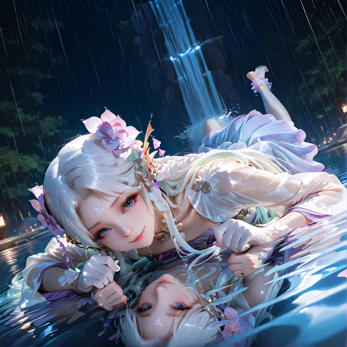Anime nữ tóc trắng cute lung linh xinh đẹp