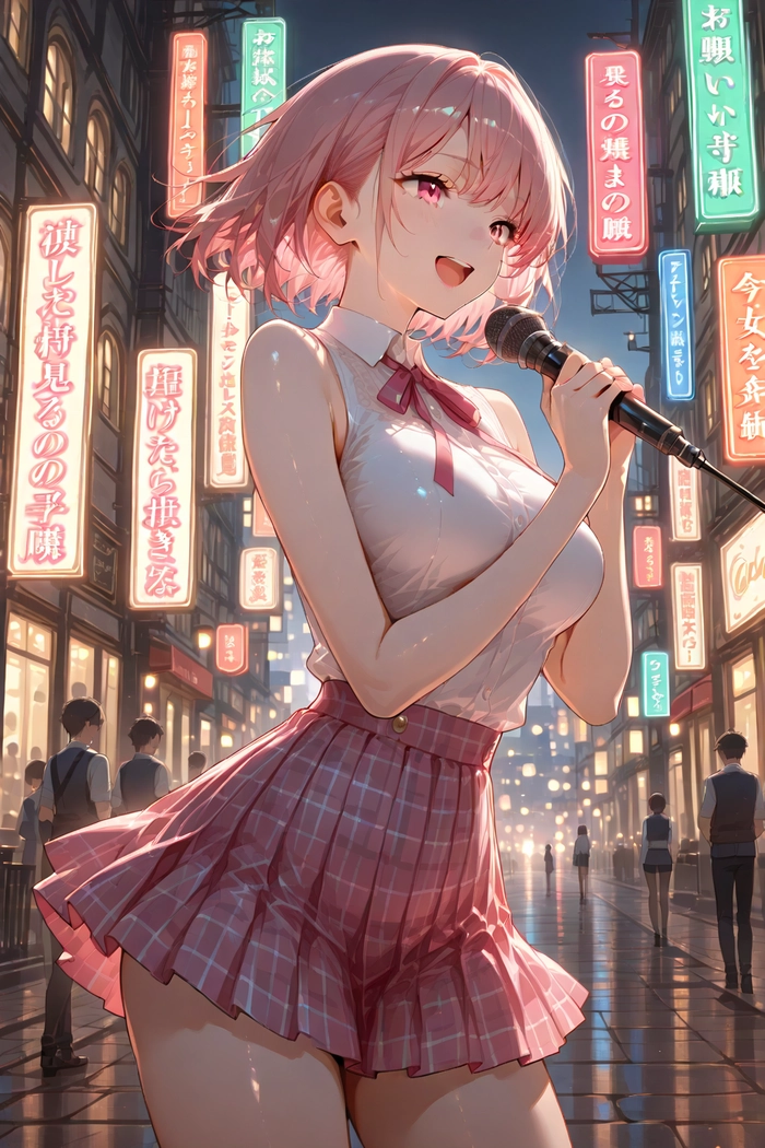 Gái anime tóc hồng ngầu chất