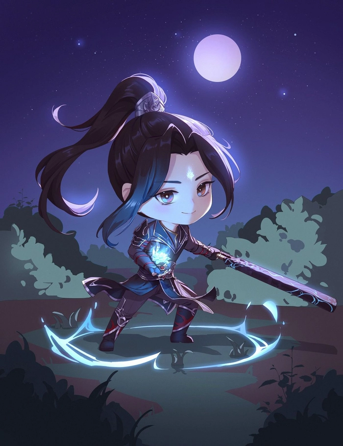 Hình ảnh Tiêu Viêm chibi dễ thương vui nhộn