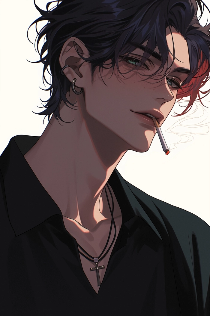 Hình ảnh anime nam ngầu buồn mang sắc thái trầm tư