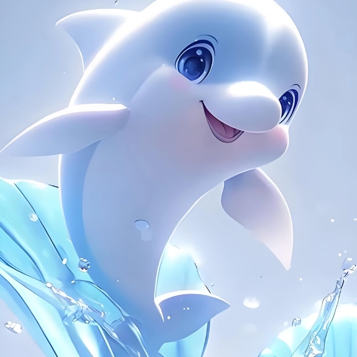 Hình ảnh con cá heo cute với biểu cảm đáng yêu