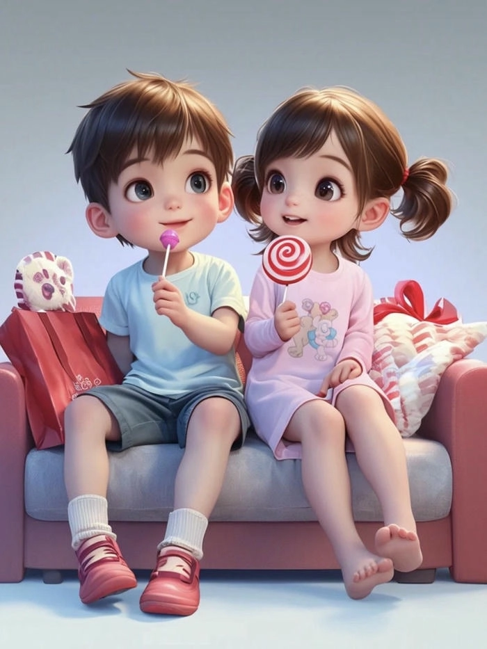 Hình ảnh hoạt hình cặp đôi cute trong sáng