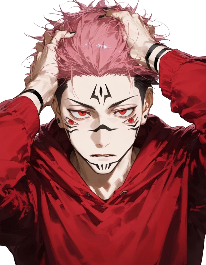 Hình ảnh nhân vật anime tóc hồng nam mạnh mẽ
