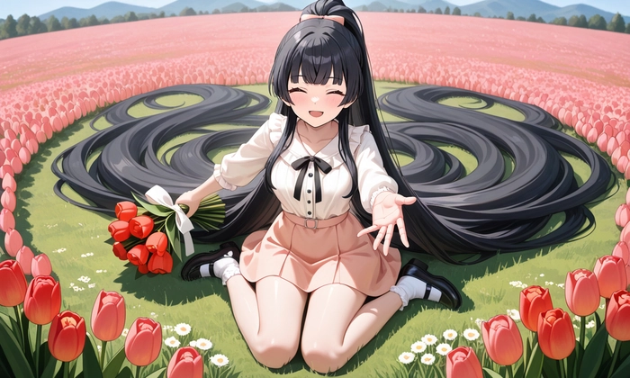 Hình anime nữ tóc dài lãng mạn