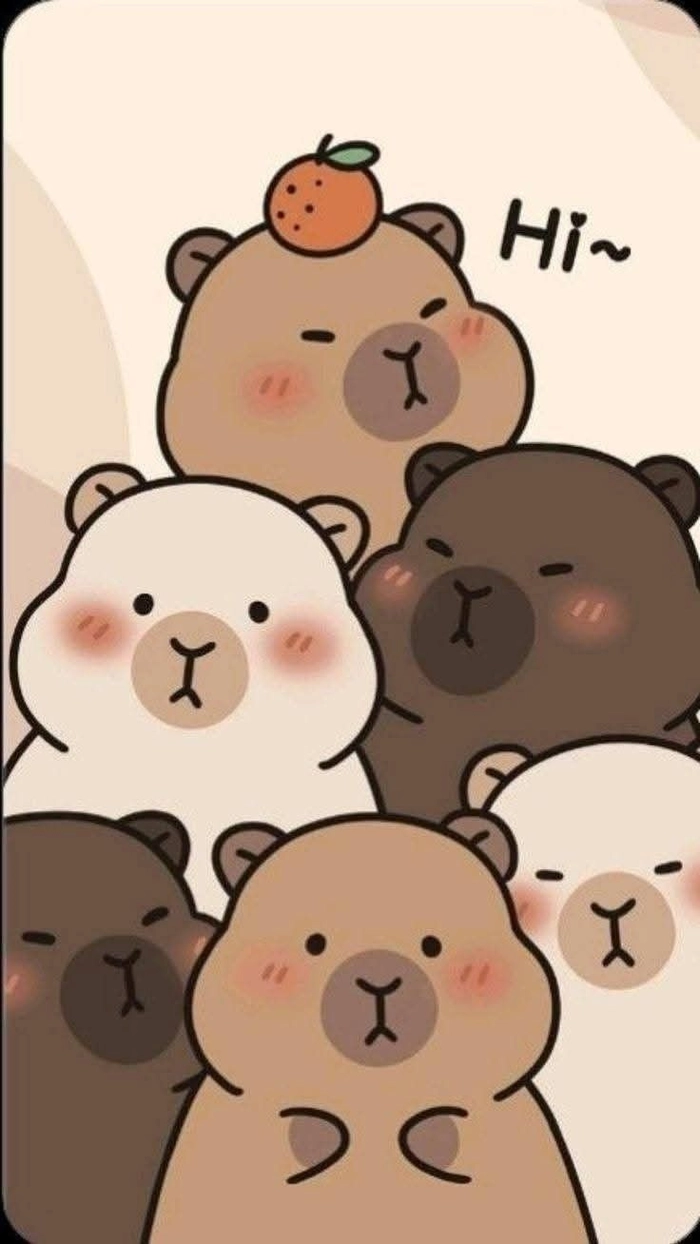 Hình nền Capybara cute điện thoại ấn tượng