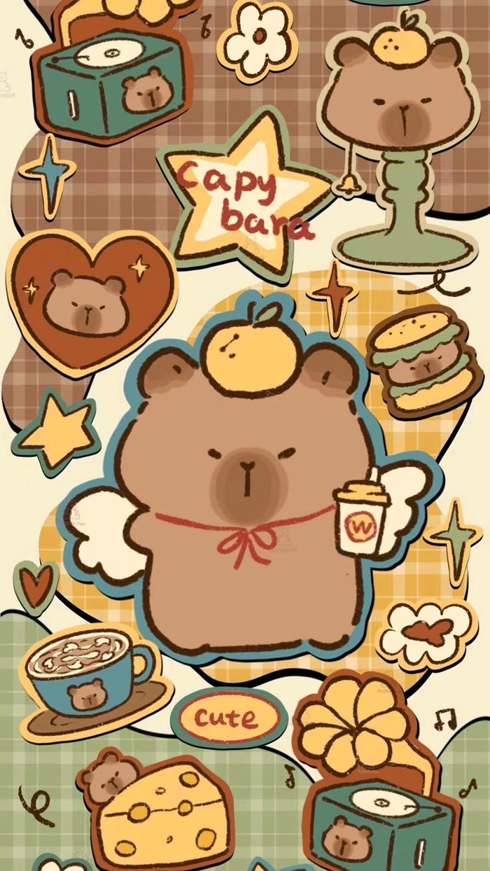 Hình nền Capybara cute màu hồng dễ thương