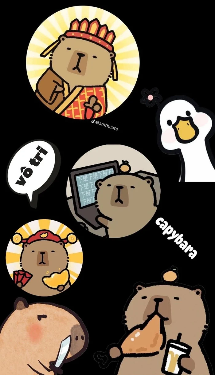 Hình nền Capybara cute trên máy tính sinh động