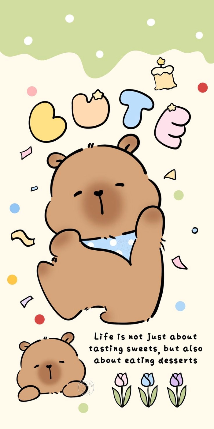 Hình nền Capybara cute vô tri dễ thương