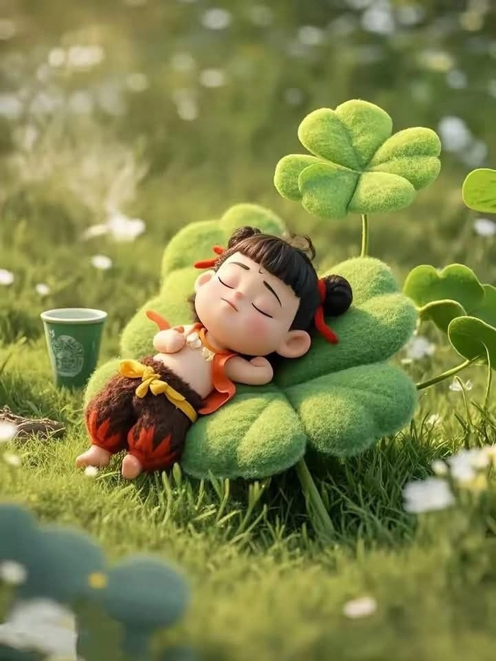 Hình nền avatar cỏ 4 lá cute tinh nghịch