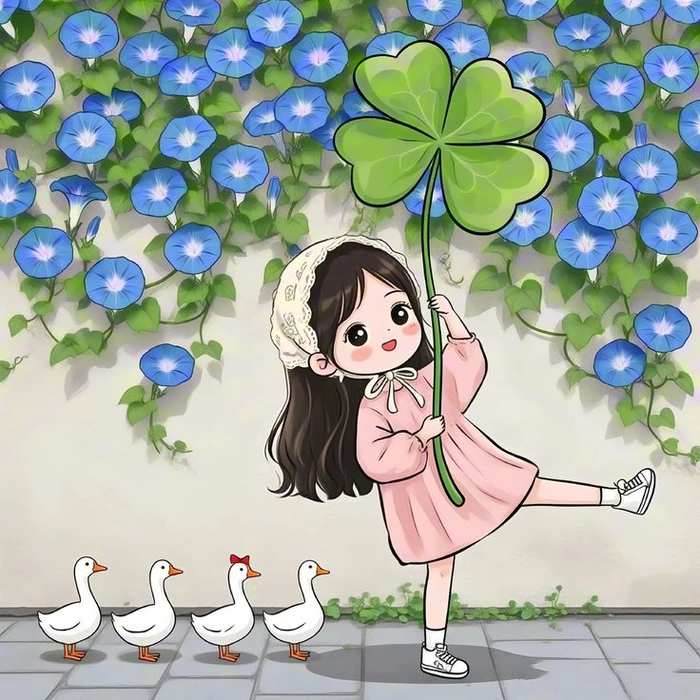 Hình nền cỏ 4 lá cute đáng yêu