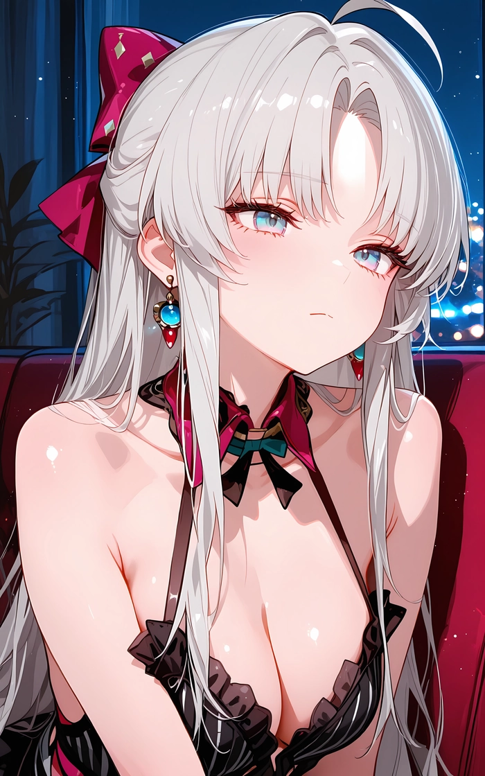 Nữ anime tóc trắng đẹp dịu dàng