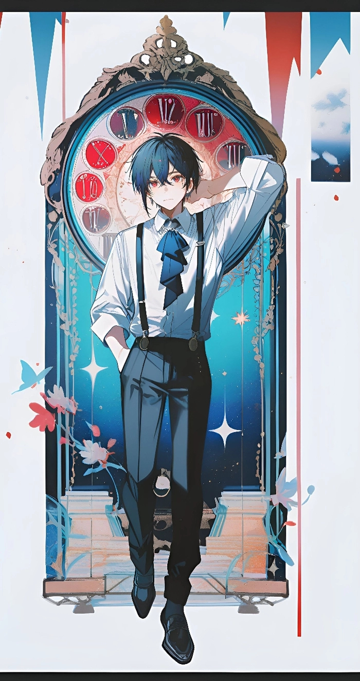 Ảnh anime boy tóc xanh dương lạnh lẽo