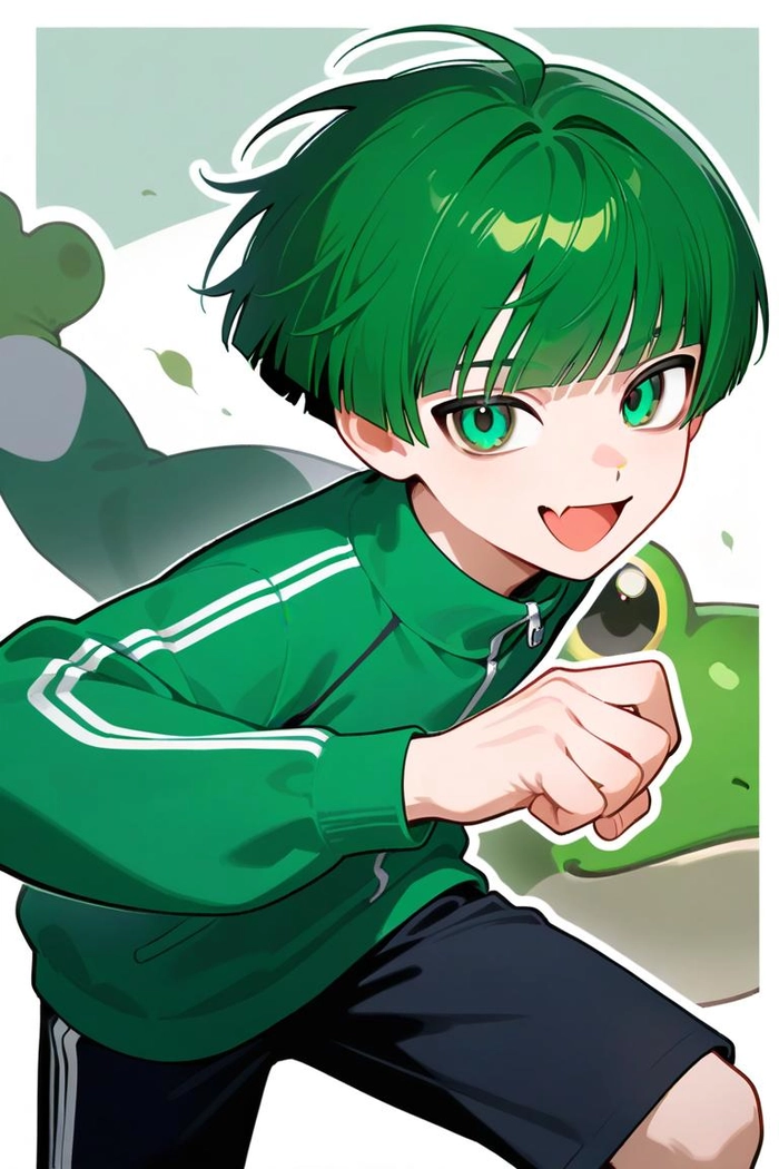 Ảnh anime boy tóc xanh lá đẹp