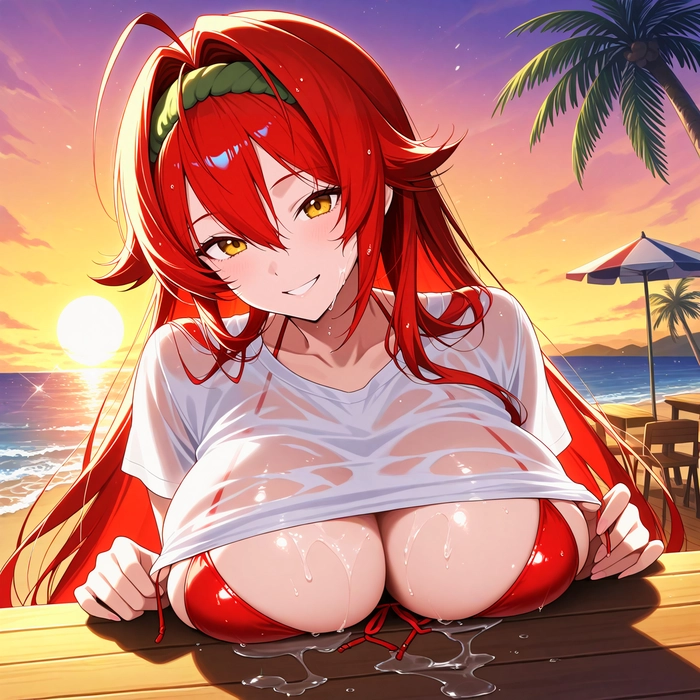 Ảnh anime cô gái tóc đỏ cute và tự tin