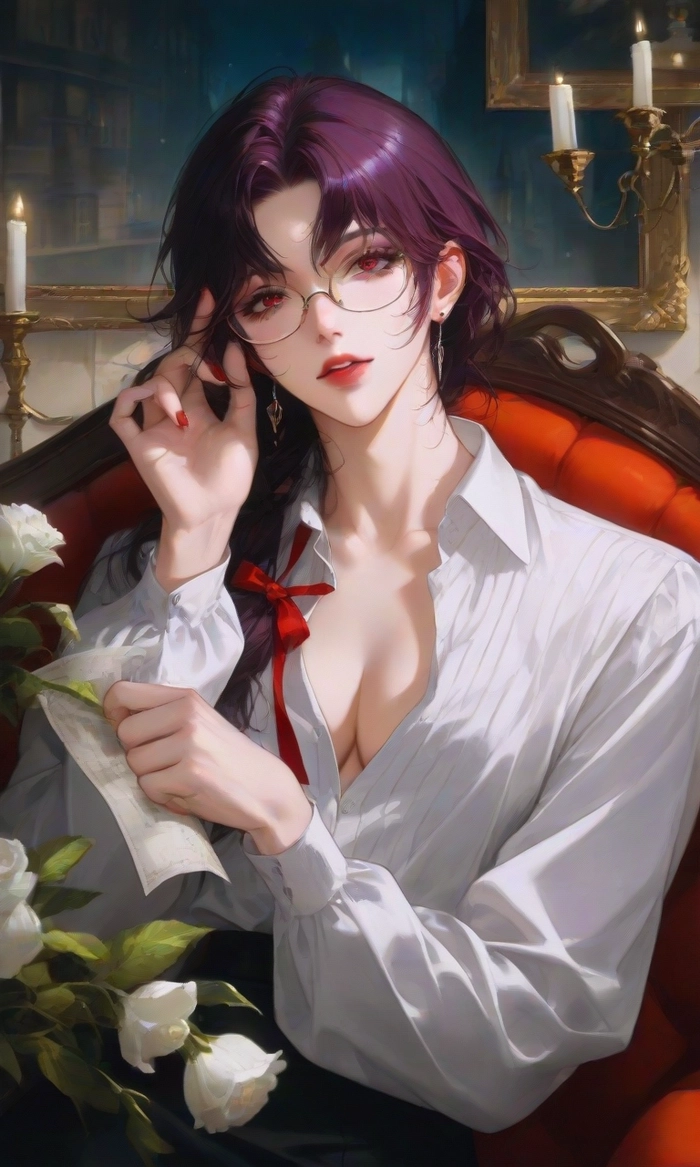 Ảnh anime girl tóc tím lạnh lùng quyến rũ