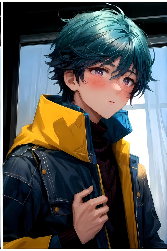 Ảnh anime nam tóc xanh dương ấn tượng