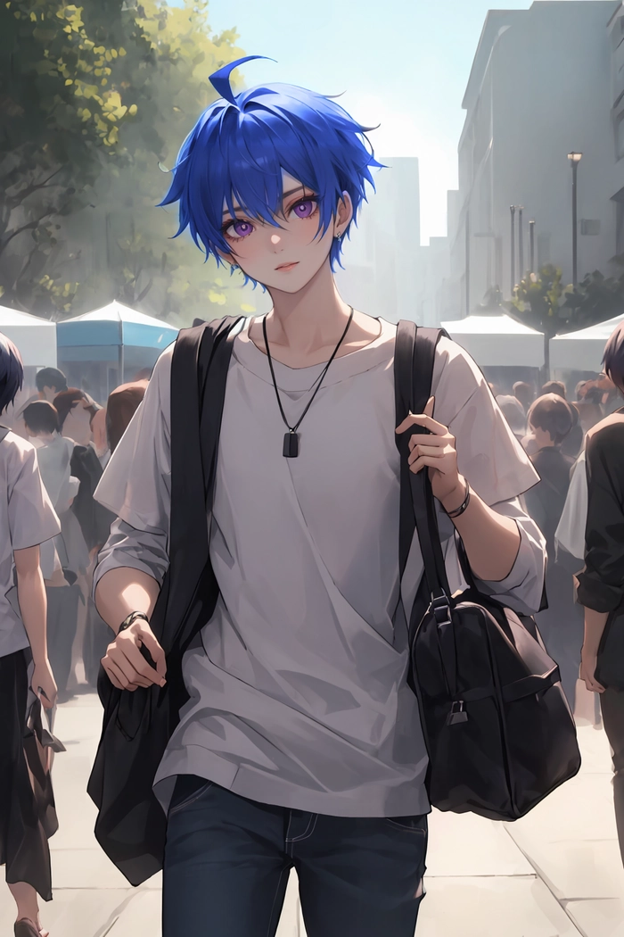 Ảnh anime nam tóc xanh dương cực chất