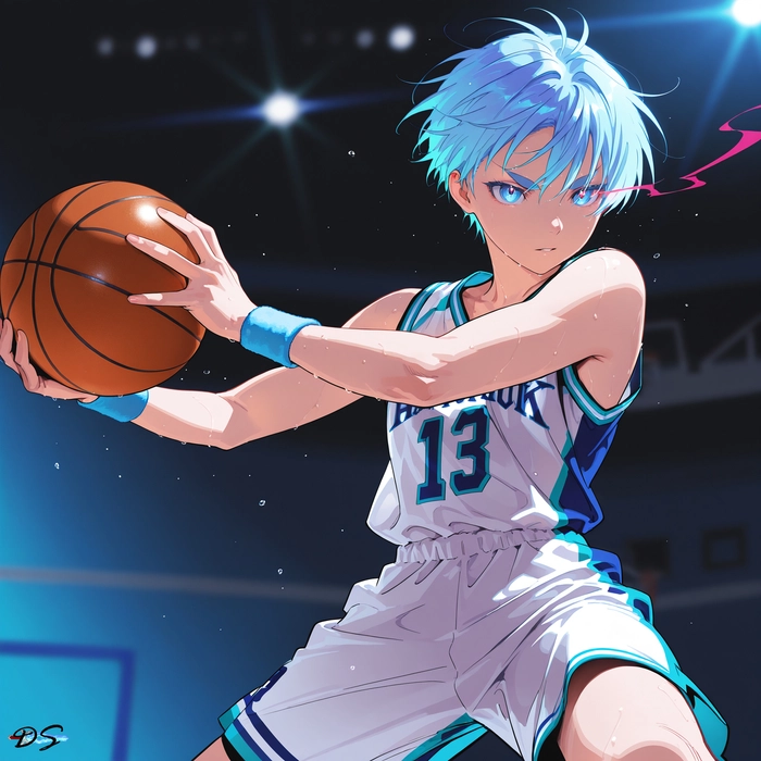 Ảnh anime nam tóc xanh dương cuốn hút