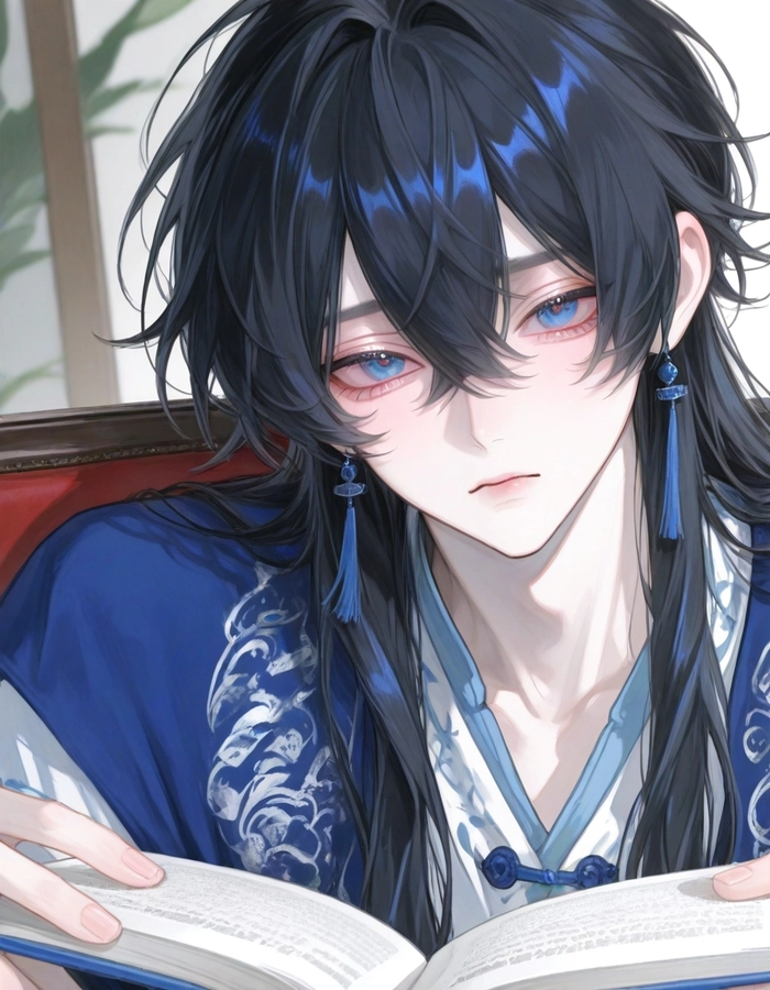 Ảnh anime nam tóc xanh dương đẹp trai