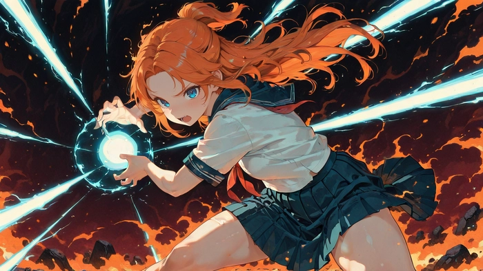 Ảnh anime nữ tóc cam tỏa sáng rực rỡ